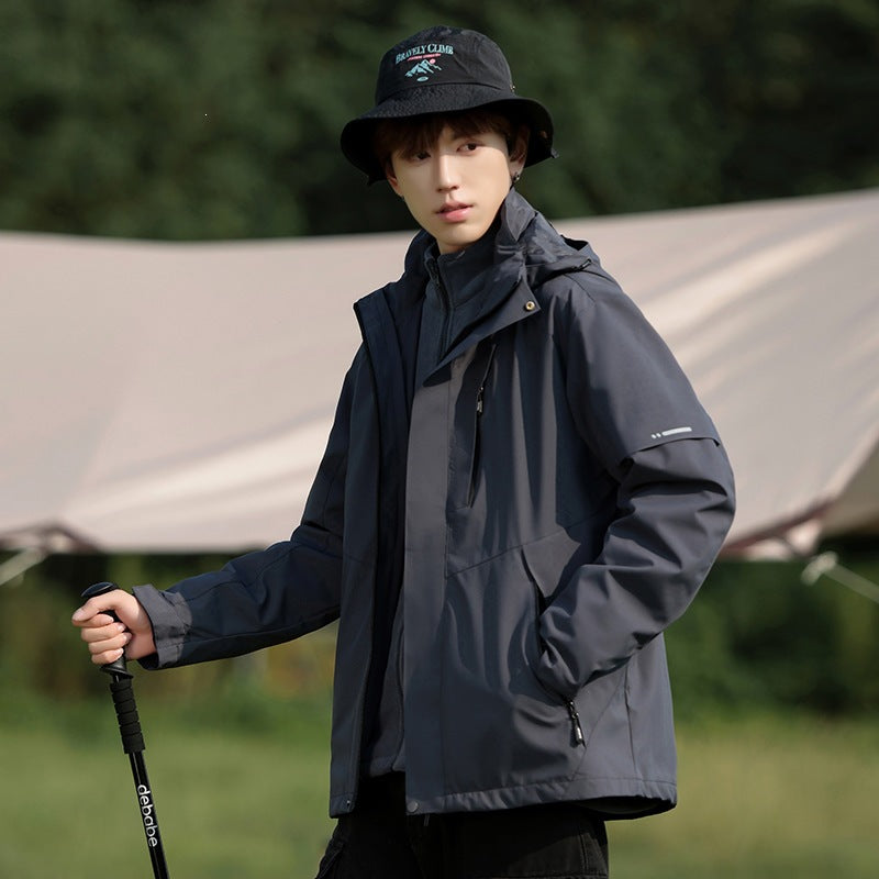 Men's Two-Tone Wind and Water-Repellent Softshell Jacket with Hood Amarae