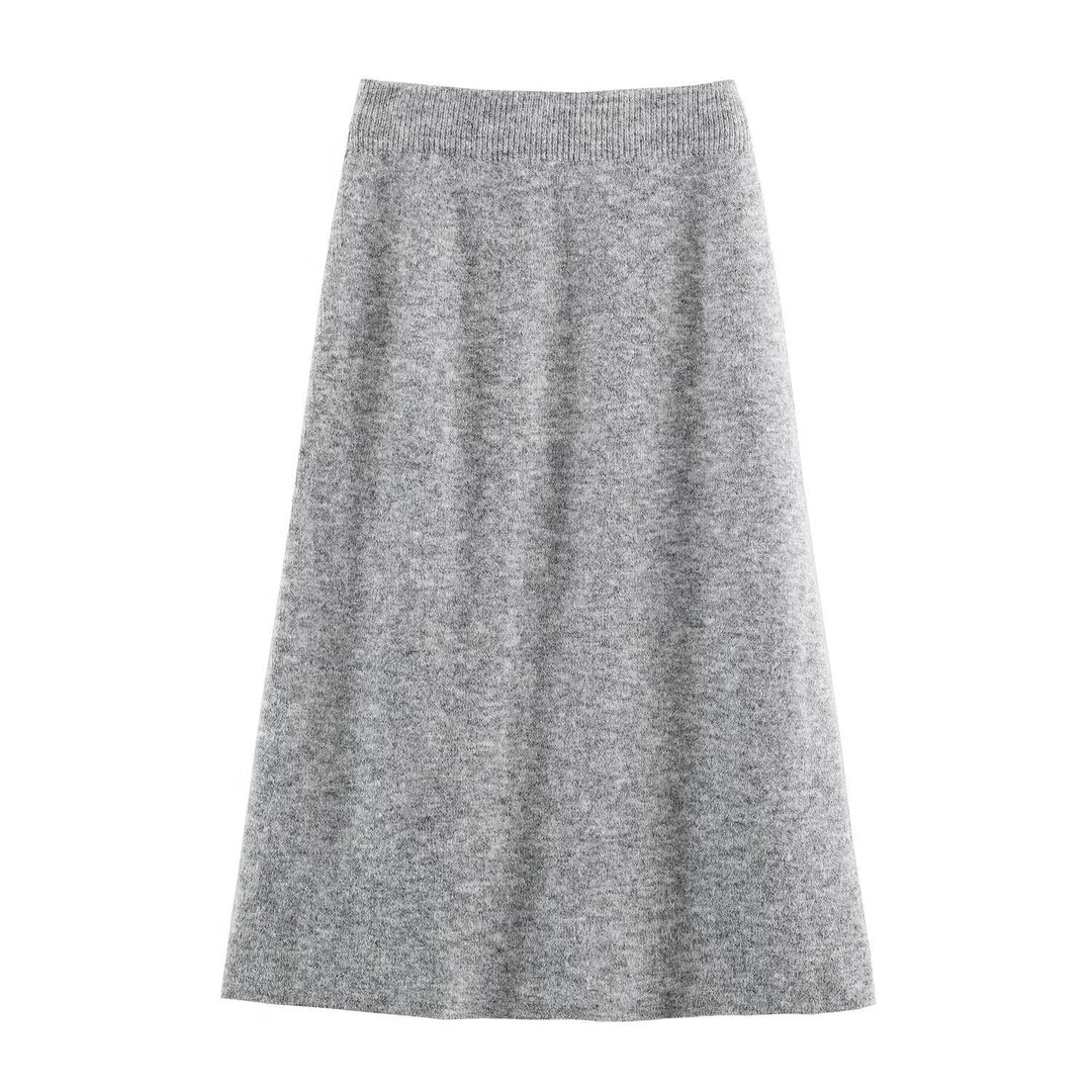 Women's Fine Knit Two-Piece Cardigan with Floral Jacquard and Tailored A-Line Knit Skirt Amarae