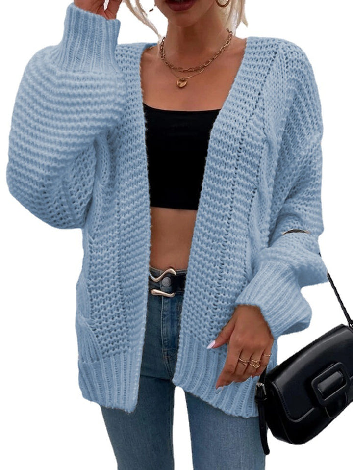 Women Oversized Casual Patterned Vest with Deep Pockets and Wave Structure Lune London