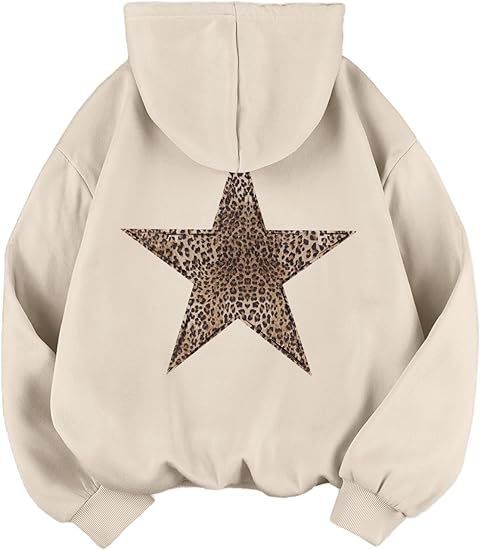 Lune London | Women's Casual Hoodie with Leopard Pattern On Star