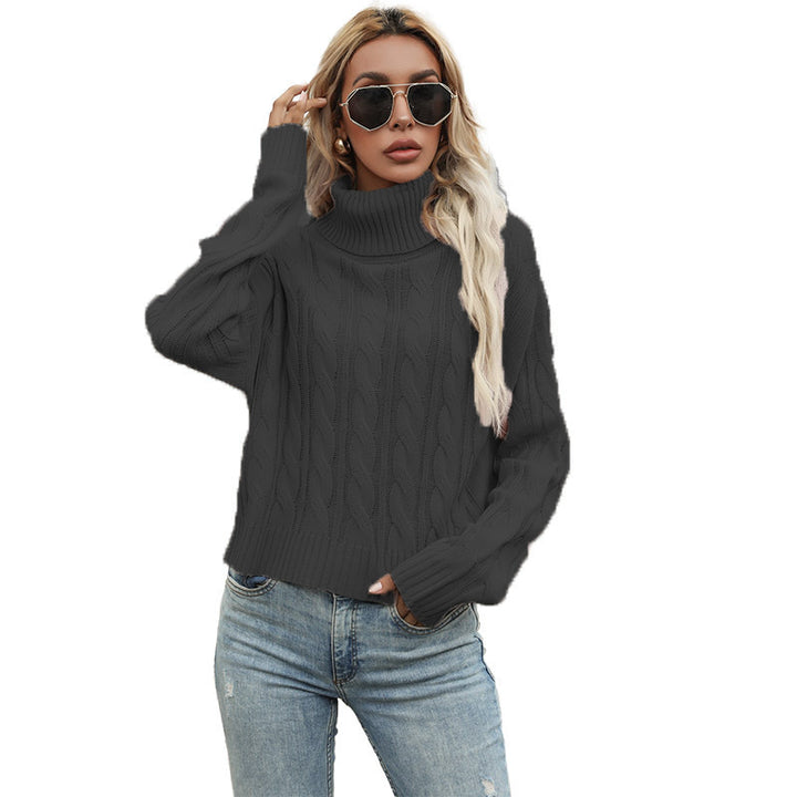 Pull en tricot épais pour femme avec col haut et motif en torsades Chic & Stil
