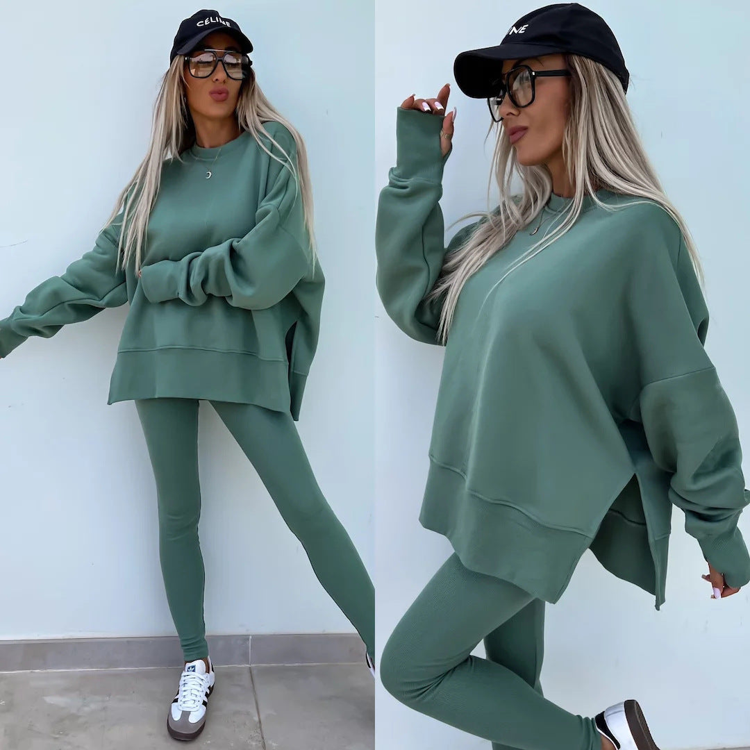 Ladies Oversized Casual Sweatshirt and Chic Leggings Set