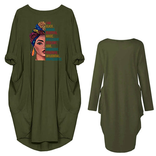 Dress for women with a relaxed fit, creative pattern and practical pockets Amarae