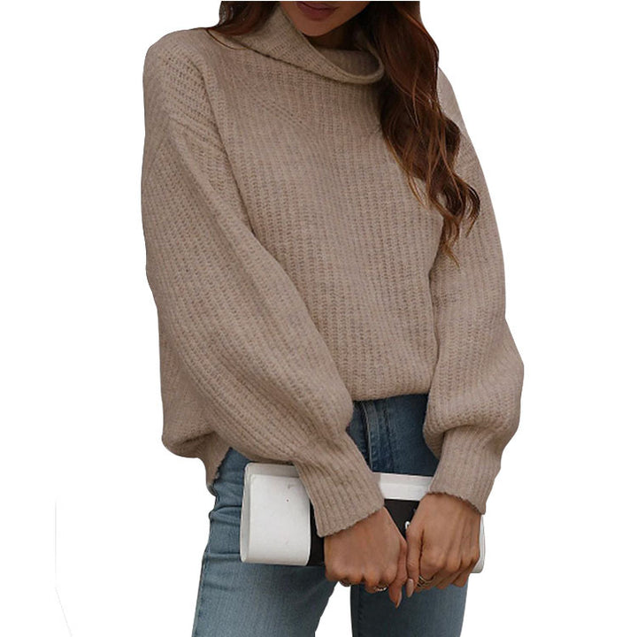 Oversized knitted pullover for women with a casual high neck design Lune London