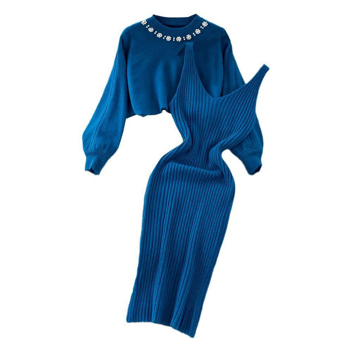 Robe en tricot pour femmes avec une texture côtelée élégante et des bretelles féminines Chic & Stil