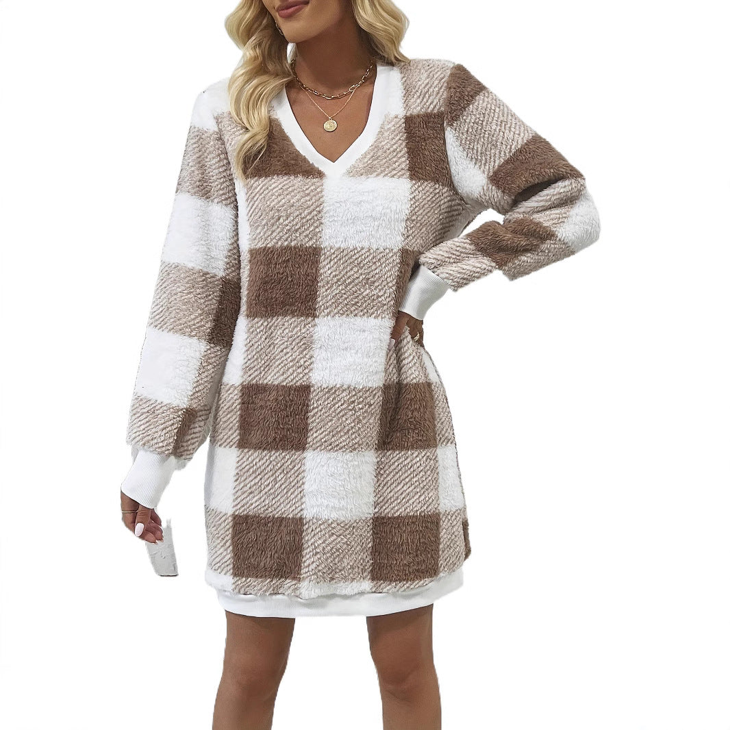 Lune London Comfortable V Neck Sweater Dress for Women
