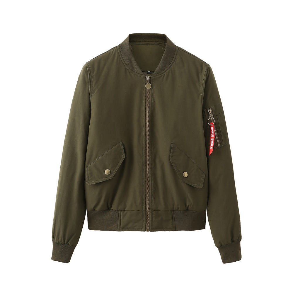 Elegant women's bomber jacket with practical side pockets and elastic edges Lune London