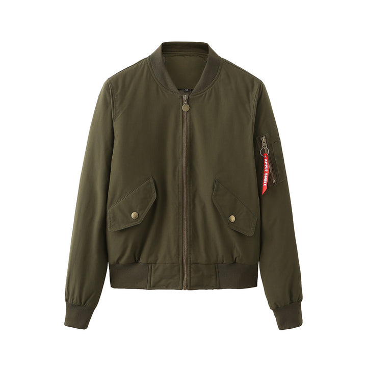 Elegant women's bomber jacket with practical side pockets and elastic edges Lune London