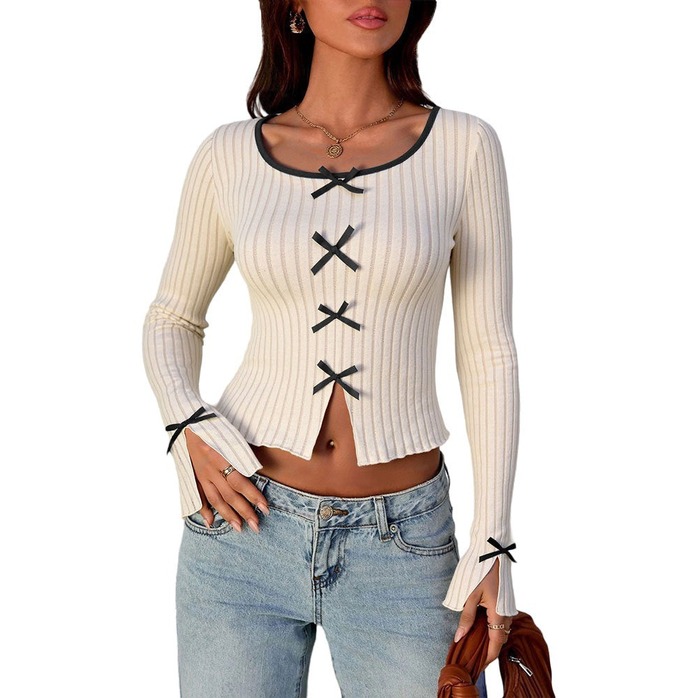 Chemise à manches longues pour femmes avec détails de nœud décoratif Chic & Stil