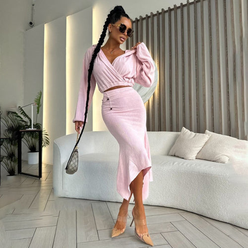 Asymmetrical hem wrap dress for women with elegant puff sleeves Amarae