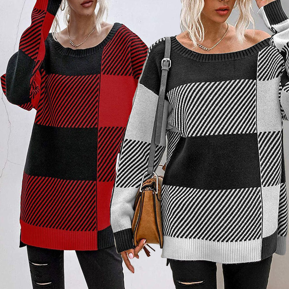 Oversized knitted sweater for women with geometric pattern and relaxed fit Lune London