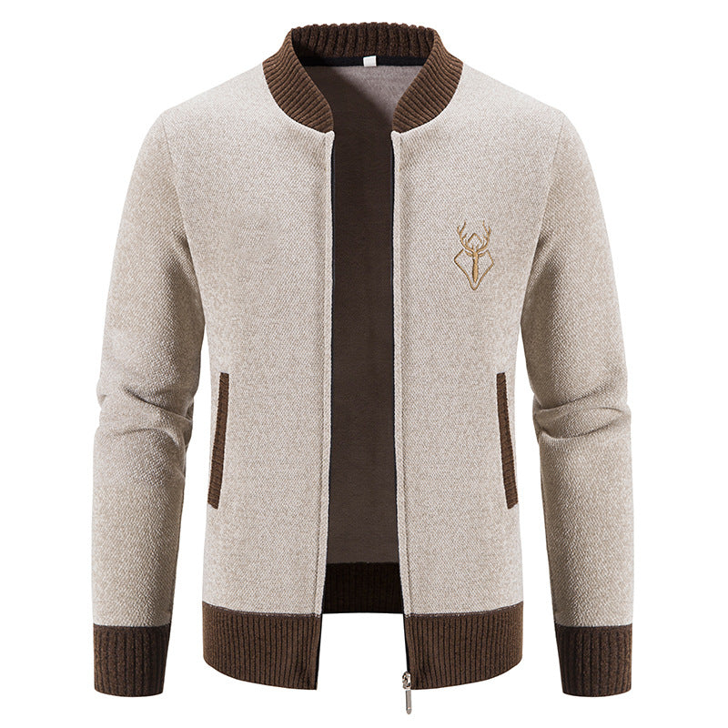 Zip-up knit jacket with high collar for men Lune London