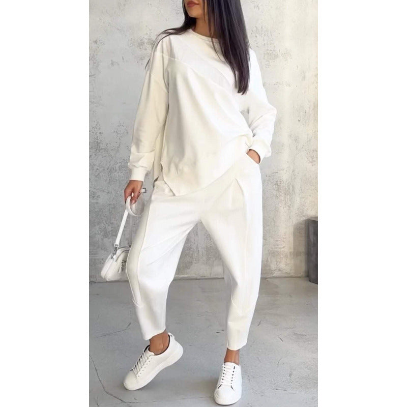 Women's Casual Two-Piece Lounge Set with Oversize Sweatshirt and Tailored Tapered Pants Amarae