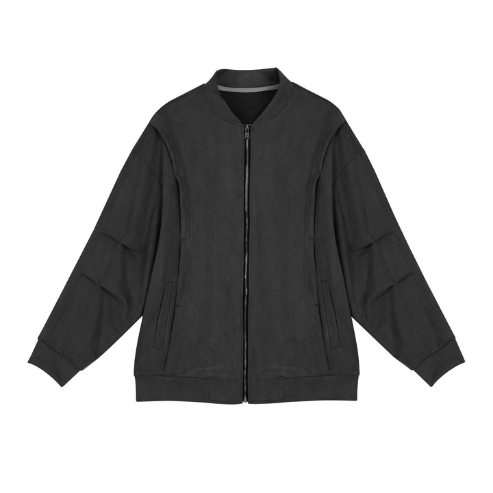 Stylish oversized jacket for women in soft faux leather with practical pockets and full zip Lune London