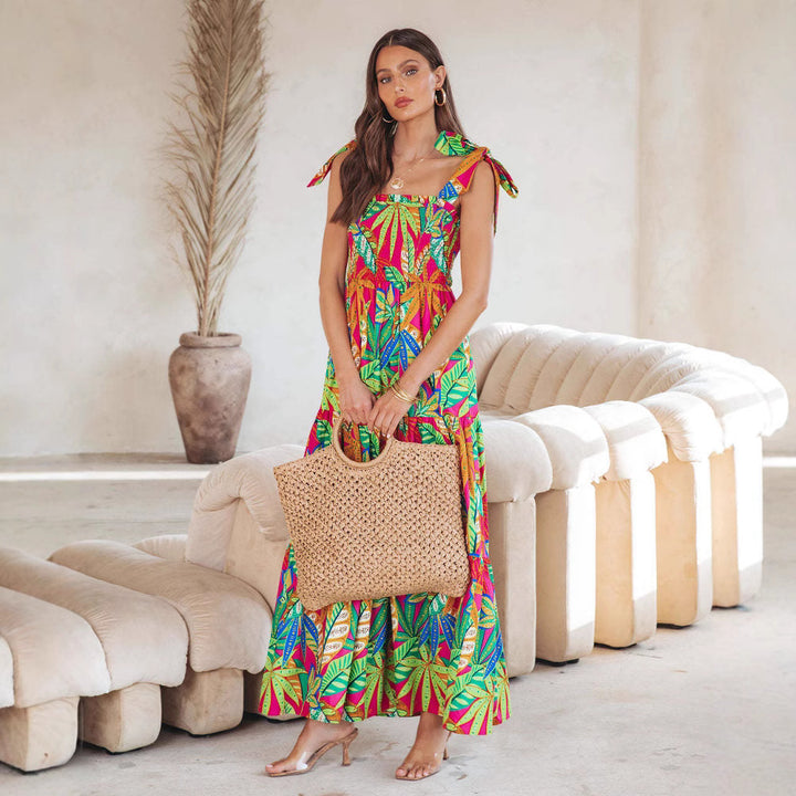 Ladies Tropical Print Maxi Dress Lune London