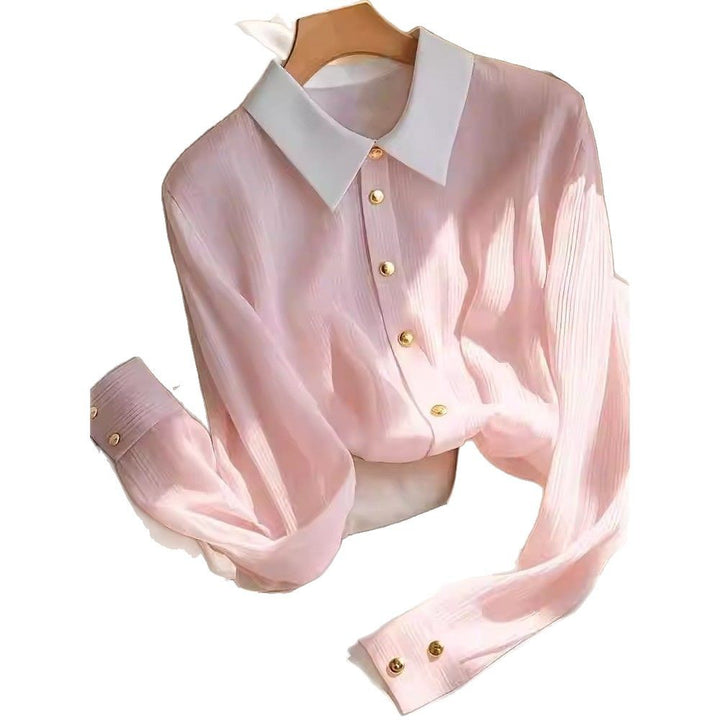 Blouse pour femmes avec tissu texturé et col contrastant Chic & Stil
