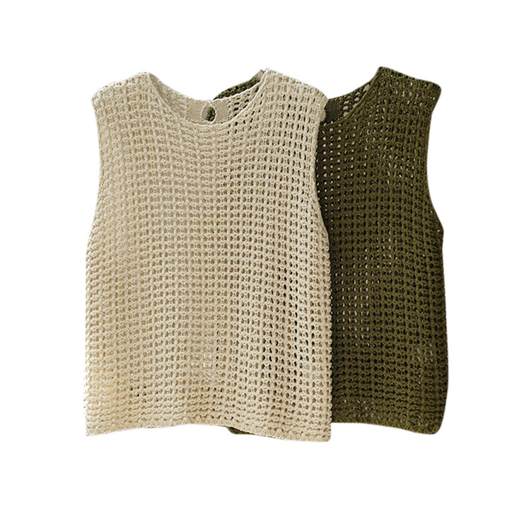 Women Crocheted Chunky Knit Vest in Layering Style made of Cotton Blend Amarae