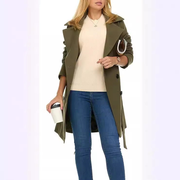 Women's trench coat with asymmetric hem and wide collar Lune London