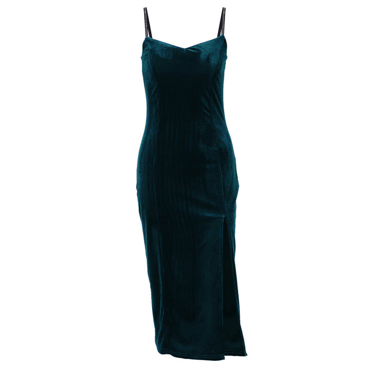 Lune London Women's Velvet Split Midi Dress