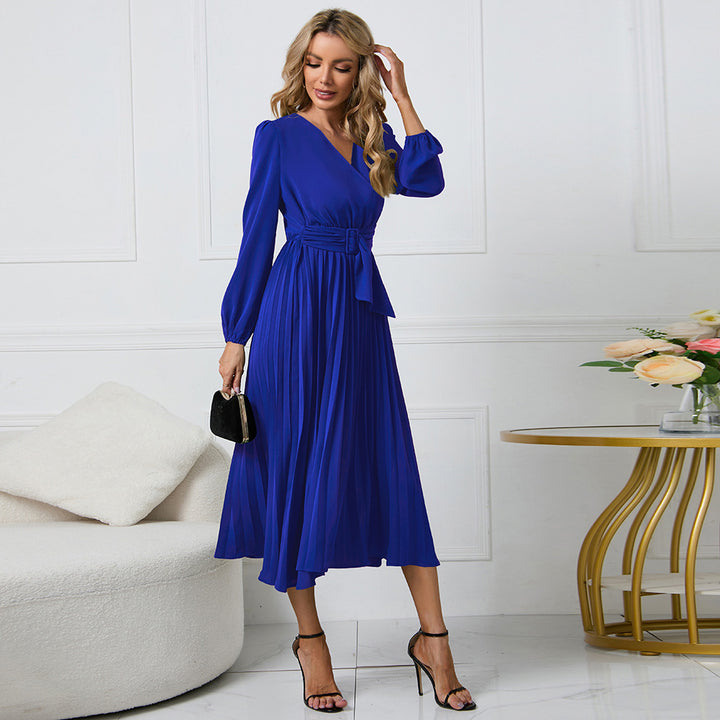 Women Elegant wrap dress with decorative pleats and belt at the waist Lune London