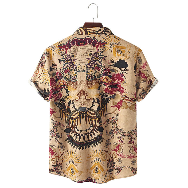 Short sleeve shirt for men with elaborate background print and classic collar Lune London