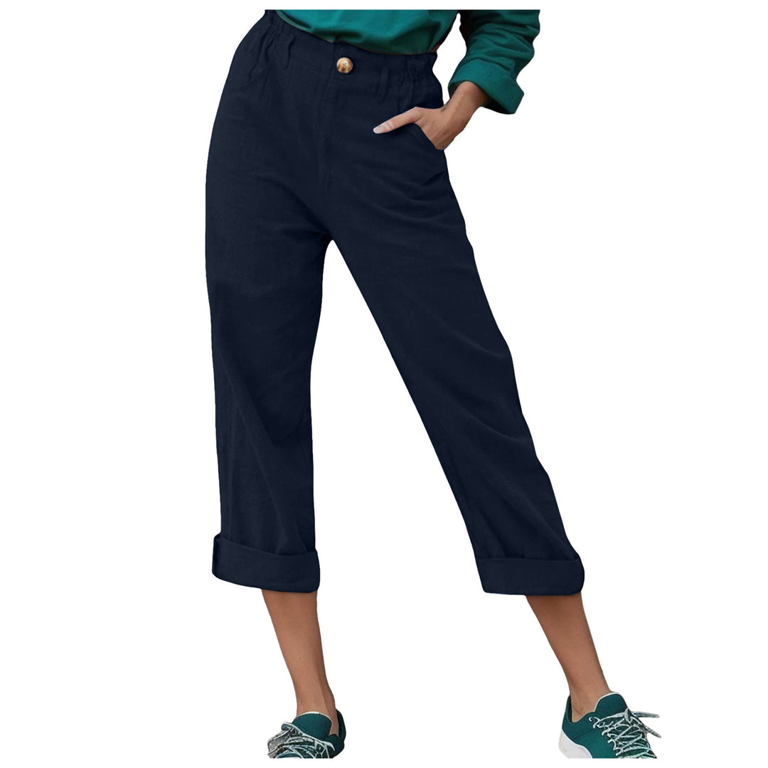 Women Comfortable High-Waisted Linen Harem Pants Lune London