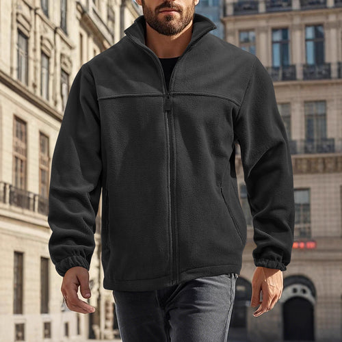 Fleece jacket for men with practical pockets and high collar Amarae