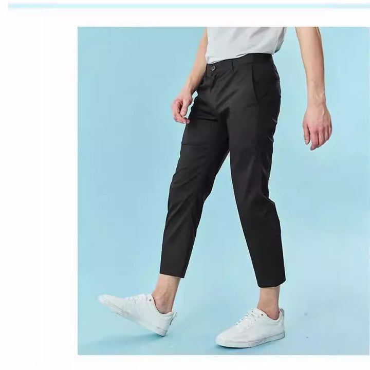Men's Slim-Fit Chino Pants with Tapered Leg and Rolled Hem Amarae