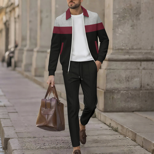 Modern leisure set for men with modern zipper and structured surface Amarae