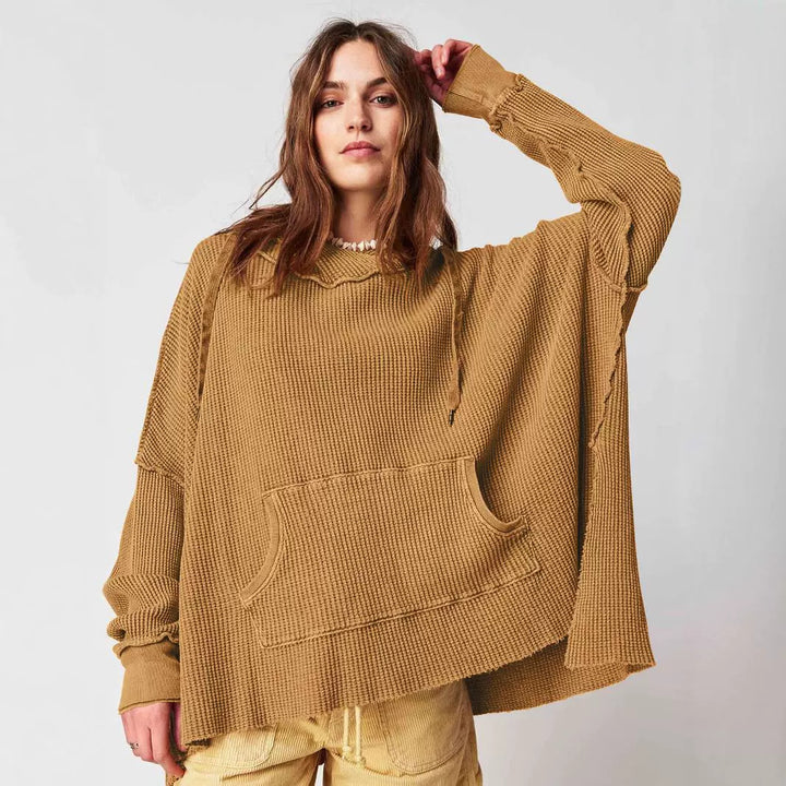 Ladies Oversized Hoodie in Mesh with Kangaroo Pocket Lune London