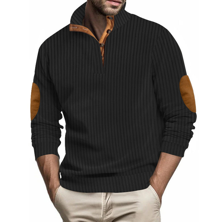 Knit sweater for men with a high collar and unique elbow patches Lune London