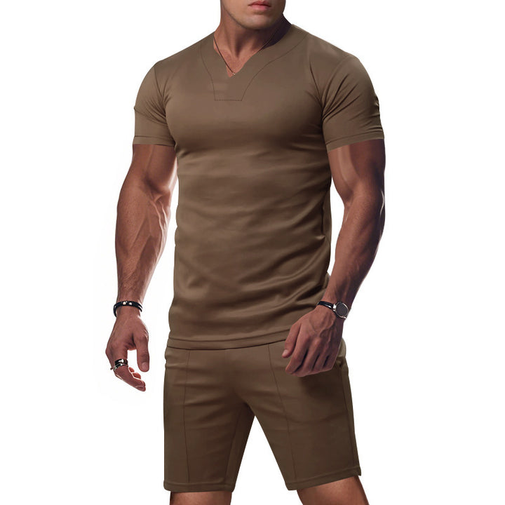 Men's sporty V-neck T-shirt with fitted cut Lune London
