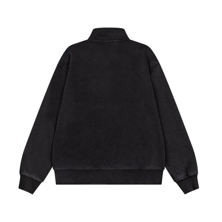 Men's Military-Inspired Sweat Jacket with Stand-Up Collar and Decorative Button Plackets Amarae