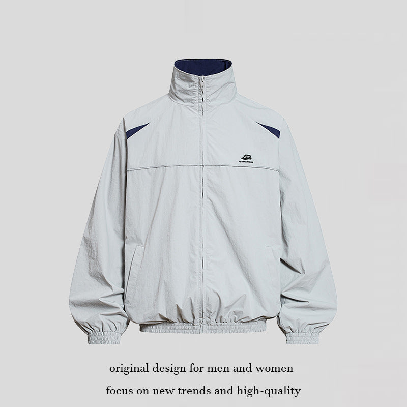 Men's Lightweight Windbreaker Jacket with Stand Collar, Elastic Hem and Relaxed Fit Amarae