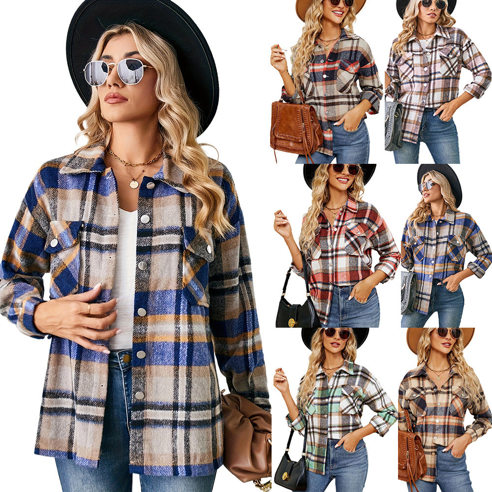 Oversized checkered shirt for women in soft flannel Amarae