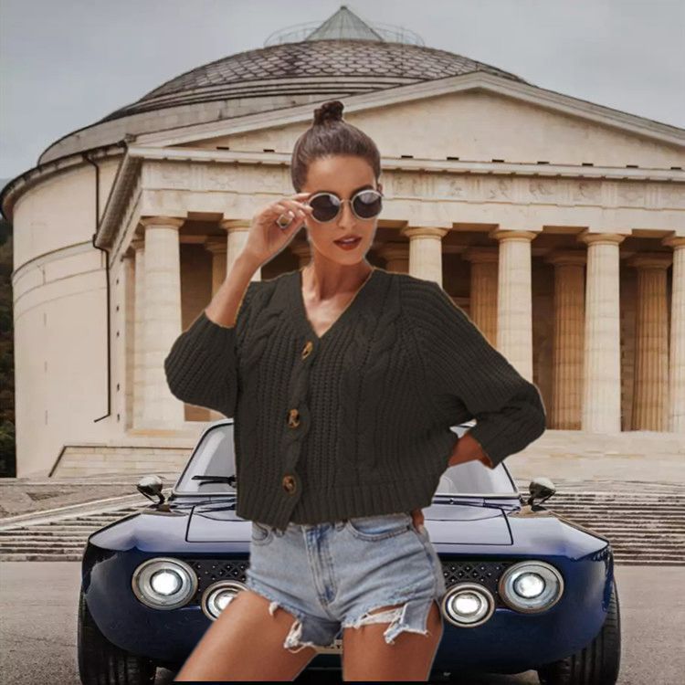 Thick knitted jacket for women with modern button details and a relaxed fit Lune London