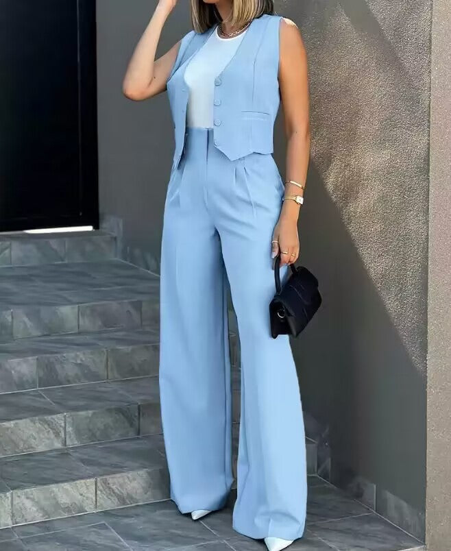 Women's Two-Piece Suit Set with Wide Leg Amarae
