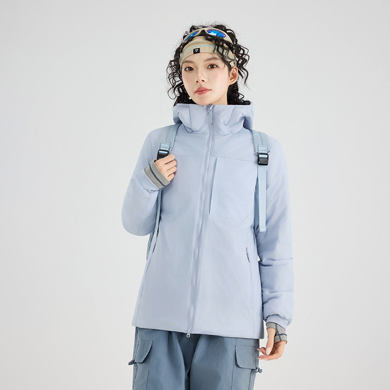 Women's Insulated Outdoor Quilted Jacket with Hood, Chest Yoke and Elastic Cuffs Amarae