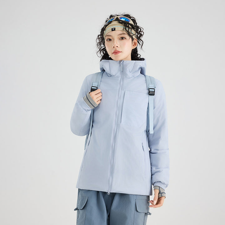 Women's Insulated Outdoor Quilted Jacket with Hood, Chest Yoke and Elastic Cuffs Amarae