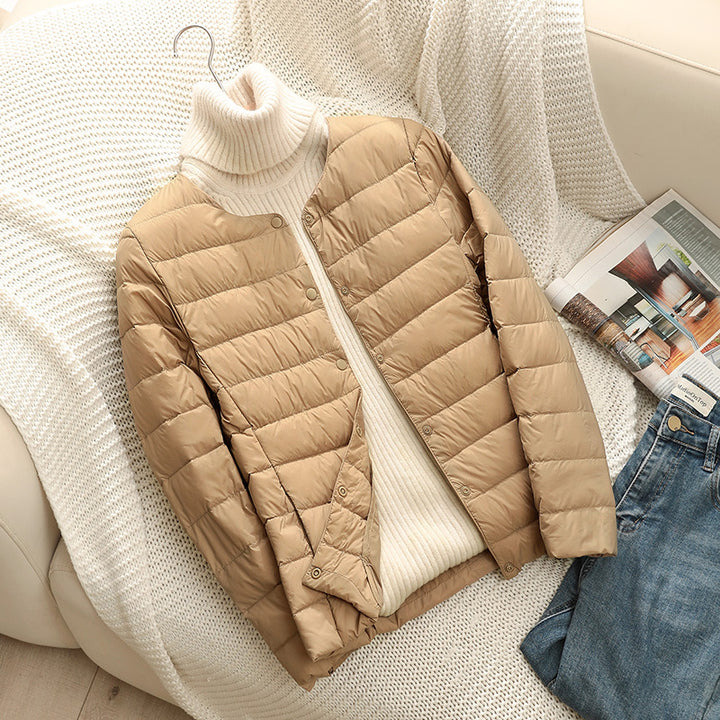 Women Ultra-Lightweight Quilted Jacket without Collar, Packable Thermal Jacket for Travel and Everyday Amarae