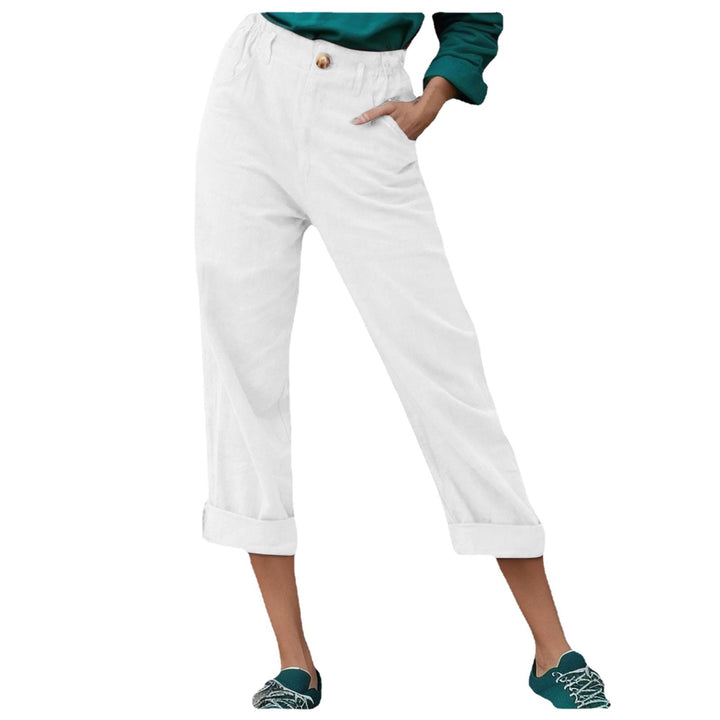 Women Comfortable High-Waisted Linen Harem Pants Lune London