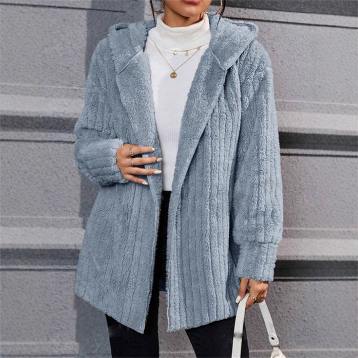 Casual fleece jacket for women with textured design and hood Lune London