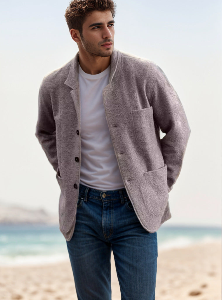 Transitional jacket for men in high-quality material with an elegant collar and practical pockets Lune London