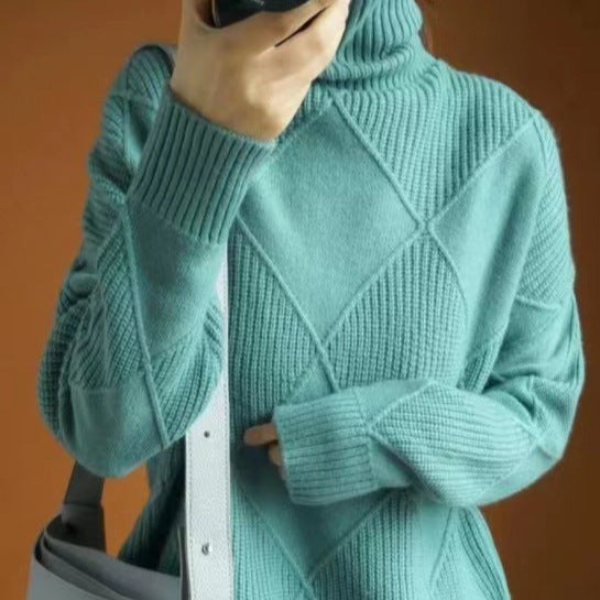 Oversized sweater for women with high collar and structured design Lune London