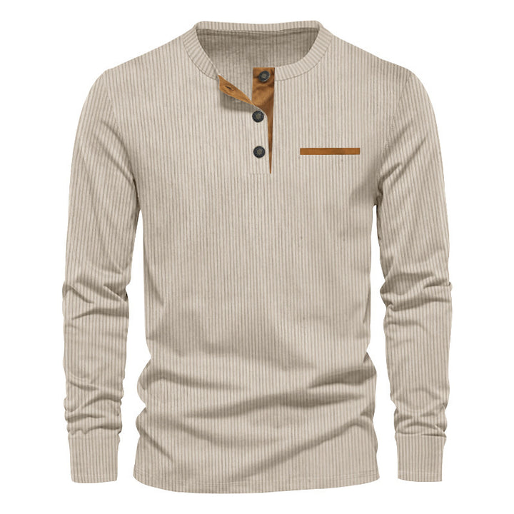 Long sleeve shirt for men with ribbed design and button placket Amarae