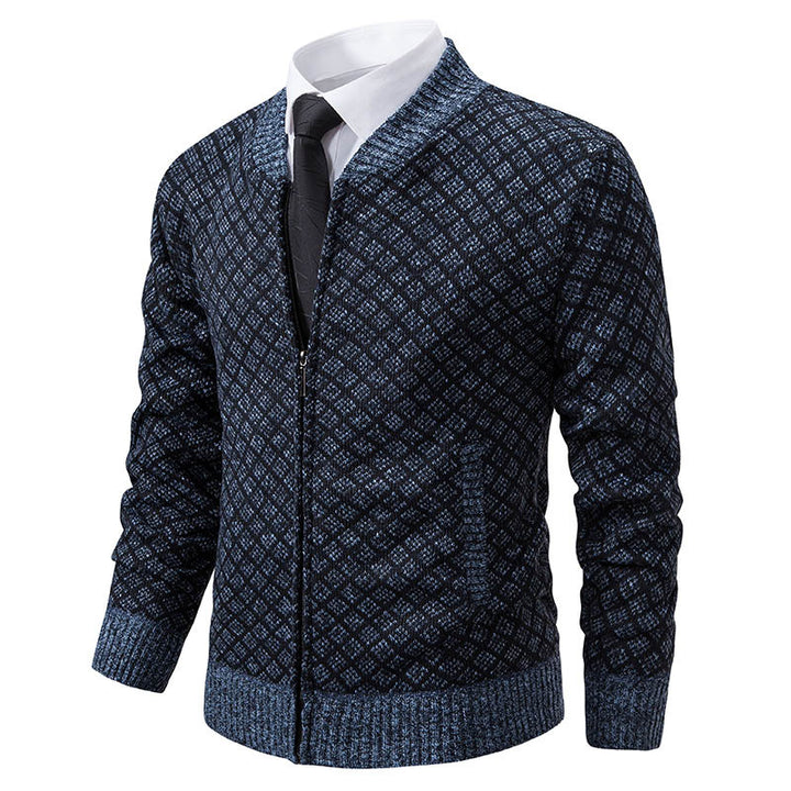 Men's knitted jacket with modern zipper and structured design Lune London