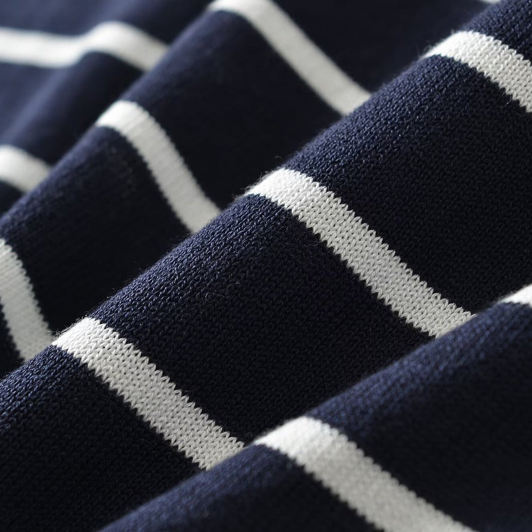 Women Oversize Maritime Striped Blouse with Three-Quarter Sleeves Amarae