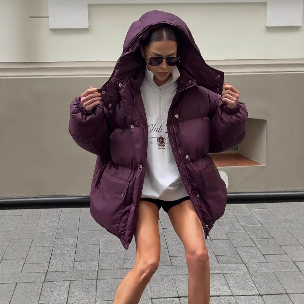 Women's Oversize Quilted Jacket with Hood and Padded Thermal Lining Amarae