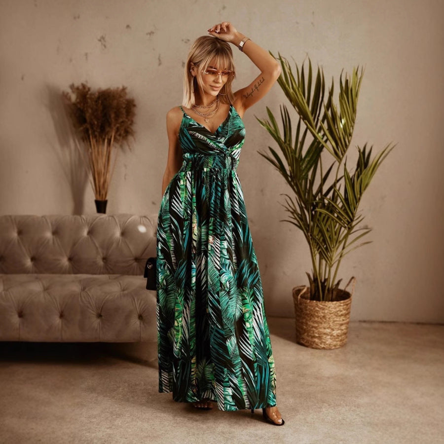 Tropical maxi dress for women with wrap design Lune London
