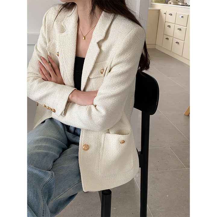 Women's modern boucle blazer jacket with practical pockets Chic & Stil